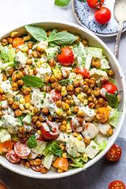 Honey Roasted Chickpea And Avocado Salad With Herb Dressing Recipe Vegetarian Salad Recipes Roasted Chickpea Salad Vegetarian Salads