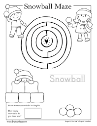 Free Snowball Maze Winter Mazes For Preschool Kindergarten Brainy Maze Maze Worksheet Free Preschool Printables Winter Preschool