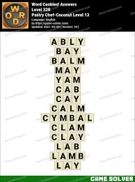 Word Cookies Pastry Chef Coconut Level 13 Answers Game Solver