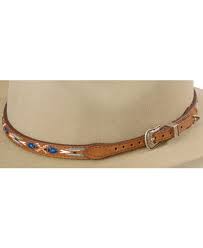 Aztec Embroidered Leather Hat Band Sheplers Leather Hats Embroidered Leather Leather
