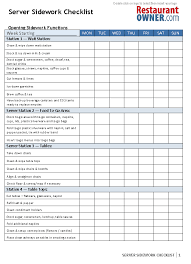 24 Methodical Restaurant Side Work Chart Template