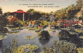 Postcard Tx San Antonio Sunken Chinese Tea Garden Brackenridge Park Vtg Texas Pc Tea Garden Brackenridge Park Park