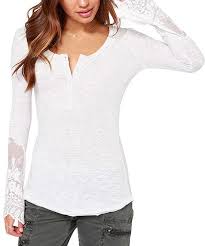 Haoduoyi White Lace Inset Henley Tee Zulily 34 99