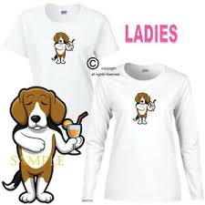 Details About Beagle Dog Breed Cartoon Art Drinking A Cocktail Ladies White T Shirt S 3x