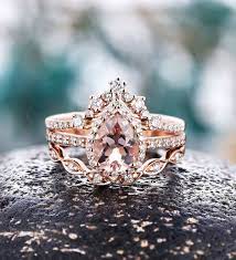 Pear Shaped Morganite Engagement Ring Rose Gold Vintage Etsy Morganite Engagement Ring Rose Gold Rose Engagement Ring Morganite Engagement Ring