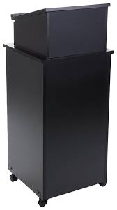 Use this podium on wheels as a hostess station in a restaurant or as a portable classroom. Mobile Podium 4 Casters 2 Locking