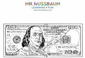 Angry bird 1 dollar bill coloring page: Mr Nussbaum United States 100 Bill Coloring Benjamin Franklin