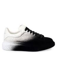 Alexander Mcqueen Spray Paints Oversized Sneakers Black And White Alexander Mcqueen Oversized Sneaker In Colourblock Flocked Leather In 9034 Owhtbk Modesens