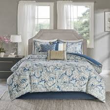 Amazon Com Madison Park Sateen Cotton Comforter Set Traditional Luxe Design All Season Lightweight Bedding Shams Bedskirt Decorative Pillows King 104 X92 Gabby Paisley Blue Beige 7 Piece Home Kitchen Made from polyester and chenille yarn. madison park sateen cotton comforter set traditional luxe design all season lightweight bedding shams bedskirt decorative pillows king 104 x92