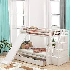 X 6 ft solid premium douglas fir. Twin Over Full Bunk Beds Storage Low Bunk Beds With Slide And Staircase No Box Spring Needed Low Bunk Beds Twin Over Full White Pricepulse