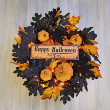 This wreath is so easy and is a lovely addition to an this festive balloon wreath is so adorable. Lighted Halloween Wreath With Miniature Pumpkins Faux Fall Foliage Walmart Com Walmart Com