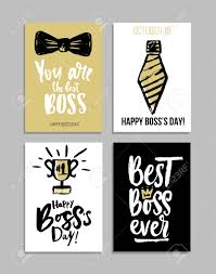 Boss's day seeks to recognize the bosses and supervisors of the world by showing them support boss's day was first registered as a national holiday with the u.s chamber of commerce in 1958 by. Boss S Day Card Set With Modern Calligraphy Gift Tags With Gold Royalty Free Cliparts Vectors And Stock Illustration Image 88847013