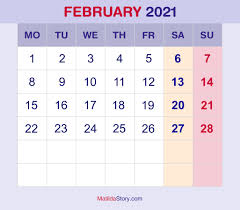 Download and print february calendars for 2021, 2022, 2023. February 2021 Monthly Calendar Monthly Planner Printable Free Monday Start Matildastory Com