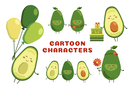 You can download avocado cartoon posters and flyers templates,avocado cartoon backgrounds,banners,illustrations and graphics image in psd and vectors for free. Avocado Cartoon Characters 1283486 Vectors Design Bundles