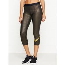 Black And Gold Nike Pro Leggings Nike Pro Cool Capri 41 Liked On Polyvore Featuring Pants Capris Black Gold Stretch Pants Nike Gold Capri Pants Nike Pro Cool Sporty Outfits Clothes