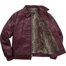Supreme Supreme Schott Leopard Lined Leather Work Jacket Liked On Polyvore Featuring Outerwear Leather Work Jacket Purple Leather Jacket Real Leather Jacket