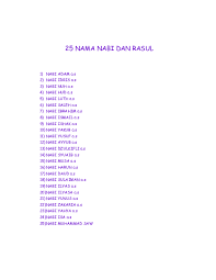 Semua nama nama nabi dan rasul ini wajib kita imani karena termasuk dalam rukun iman. Doc 25 Nama Nabi Dan Rasul Mul Satap Academia Edu
