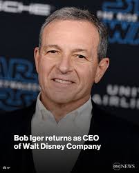 Bob Iger is returning to The Walt Disney Company as its chief executive  officer, effective immediately, the company announced.  https://abcn.ws/3gtHEbQ