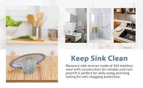 Stainless steel kitchen waste sink strainers plug drain stopper filter basket. Maxware Stainless Steel Sink Strainer Set 4 Pieces Fits Most Kitchen Sinks Bathroom Sinks Shower Drains Amazon Com
