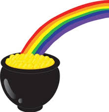 Pot of gold rainbow clipart. Rainbow Clipart Image Clip Art Illustration Of A Black Pot Of Gold At The End Of A Rainbow