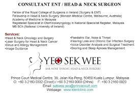 To legally practice medicine in malaysia, medical practitioners are required to be registered with the malaysian medical council. Kl Ent Clinic Prince Court Gleneagles Medical Centres In Kuala Lumpur Malaysia