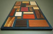 Exotic Wood and Steel Mosaic Wall Art