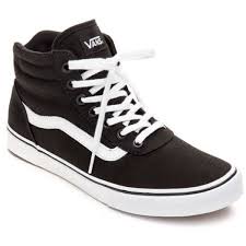 Black And White Vans High Tops Womens Vans Milton High Top Sneakers 65 Liked On Polyvore Featuring Shoes Sneakers Vans Canvas Womens High Top Sneakers Black Canvas Shoes High Top Sneakers