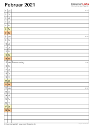 Alle druckbaren kalender sind kostenlos. Kalender Februar 2021 Als Pdf Vorlagen
