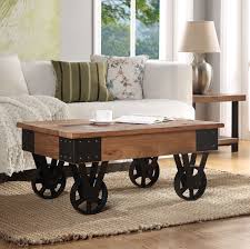 Walnut large square wood coffee table with lift top. Williston Forge Coffee Table Rustic Wood And Metal Wheels For Living Room Distressed Coffee Table Recycle Elm With Wheels Natural Wood Color Wayfair