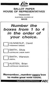 An Example Of The Tasmanian Election Ballot 5 Download Scientific Diagram