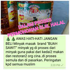 Minyak yang dah lama tak guna ni dah boleh buang terus dah kot, bukan boleh pakai dah.. Jakim Tidak Keluarkan Sijil Halal Pada Minyak Masak Kitar Semula Selangorkini