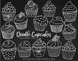 Chalkboard Cupcake Clipart Hand Drawn White Cupcake Outlines Chalk Cupcake Illustrations White Valentines Mothers Day Clip Art Cupcake Outline Cupcake Illustration Chalk