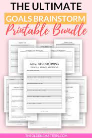 Goal Brainstorming Worksheet Printable Bundle Goal Worksheet Etsy In 2021 Goals Worksheet Goals Planner Goals Printable