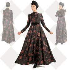 Belden Oturtmali Inci Islemeli Sonbaharda Tercih Edilecek Bir Model Olup Uzun Kolludur Sitare Abiye Cicek Desenl The Dress Moda Stilleri Victorian Elbiseler