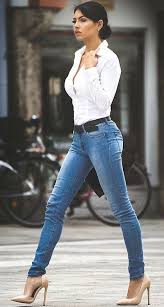 However, elevating these casual trousers to a higher level requires picking a polished pair and partnering them with the right items. Cute Girl In Jeans And High Heels Denim Women Casual Fashion Women Denim Jeans