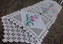 Caminho De Mesa Branco De Croche Caminho De Mesa Branco Com Flores No Elo7 Leila Croche E Pintura 7932e8 Toalha De Mesa De Croche Bicos De Croche Simples Croche
