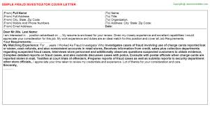 Fraud Investigator Cover Letter