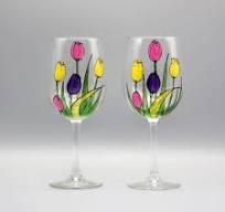 Tulip Wine Glasses - Set of Two | Hand Painted Personalized Gifts