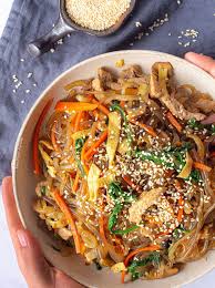 Japchae Korean Glass Noodle Stir Fry Two Plaid Aprons Recipe Japchae Korean Glass Noodles Glass Noodles