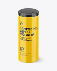 Download Glossy Closed Sanitizing Wipes Canister Mockup In Packaging Mockups On Yellow Images Object Mockups