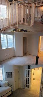 Before And After Pictures From My Diy Basement Finishing Project View Of The Closet And French Doors Leadi Diy Basement Finishing Basement Basement Remodeling