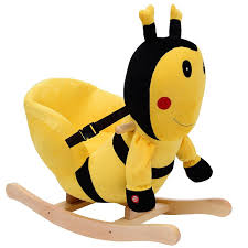 Qaba Kids Plush Rocking Horse Style Bumble Bee Theme Chair Plush Rocking Horse Rocking Horse Kids Ride On Toys