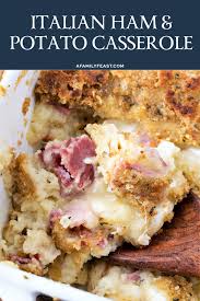 To add more color to the cheese topping, place the casserole under the broiler for a minute or two. Italian Ham And Potato Casserole A Family Feast