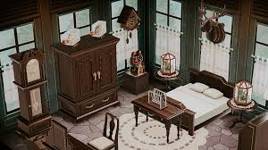 The ironwood furniture set is a collection of furniture in animal crossing: Bedroom Black Antique Set Animal Crossing 3ds Animal Crossing Bedroom Animal Crossing Game