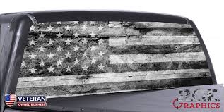 Black And White American Flag Back Window Decal Distressed American Flag B W Universal Truck Rear Window 50 50 Perforated Vinyl Lifted Chevy Trucks Chevy Trucks Chevy Trucks Older