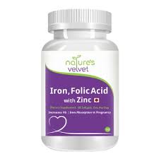 Natures Velvet Iron Folic Acid With Zinc Unflavoured 60 Tablet S Online In India Healthkart Com