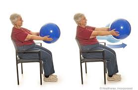 Picture Of Forward Reach With A Ball Sit Tall In Your Chair And Hold The Ball Out In Front Of You Sl Seated Exercises Exercise While Sitting Senior Fitness