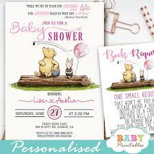 Our stylish modern baby shower invites will capture the attention of your invitees the second they open it! Girl Pink Winnie The Pooh Baby Shower Invites D293 Baby Printables