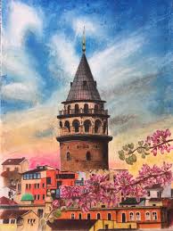 Kuru Kalem Galata Kulesi Calismam Resimler Resim Sanati Kaleler