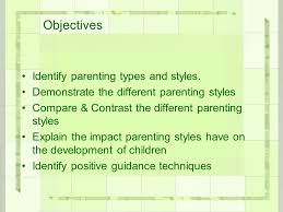 Generally, children reared with parenting styles that are high in demands and less in responsiveness, exhibit mentally distressed, anxious, and confused attitudes. Parenting Styles Objectives Identify Parenting Types And Styles Demonstrate The Different Parenting Styles Compare Contrast The Different Parenting Ppt Download